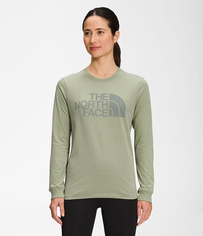 The North Face T-Shirts Dames Lange Mouw Half Dome GBKO86501 - Groen